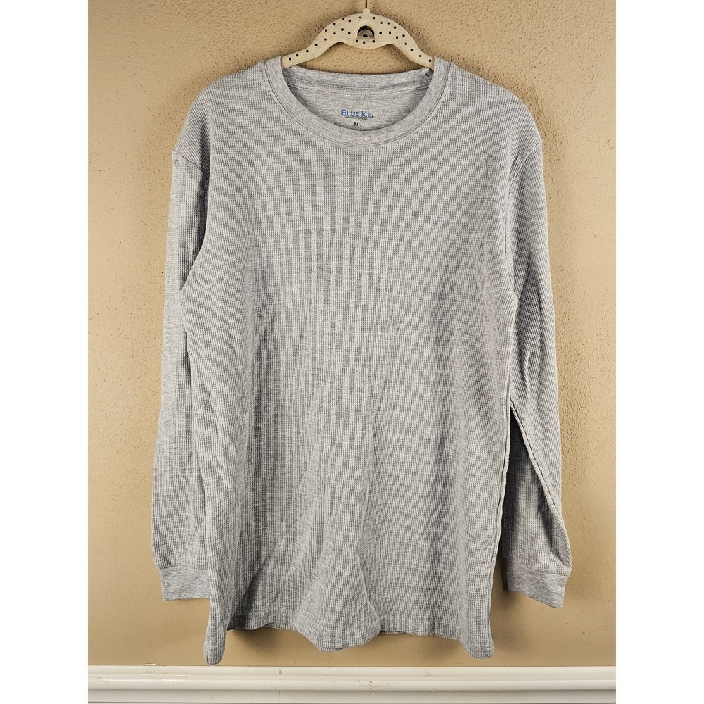 Blue Ice Mens Gray Thermal Long Sleeve Shirt Medium